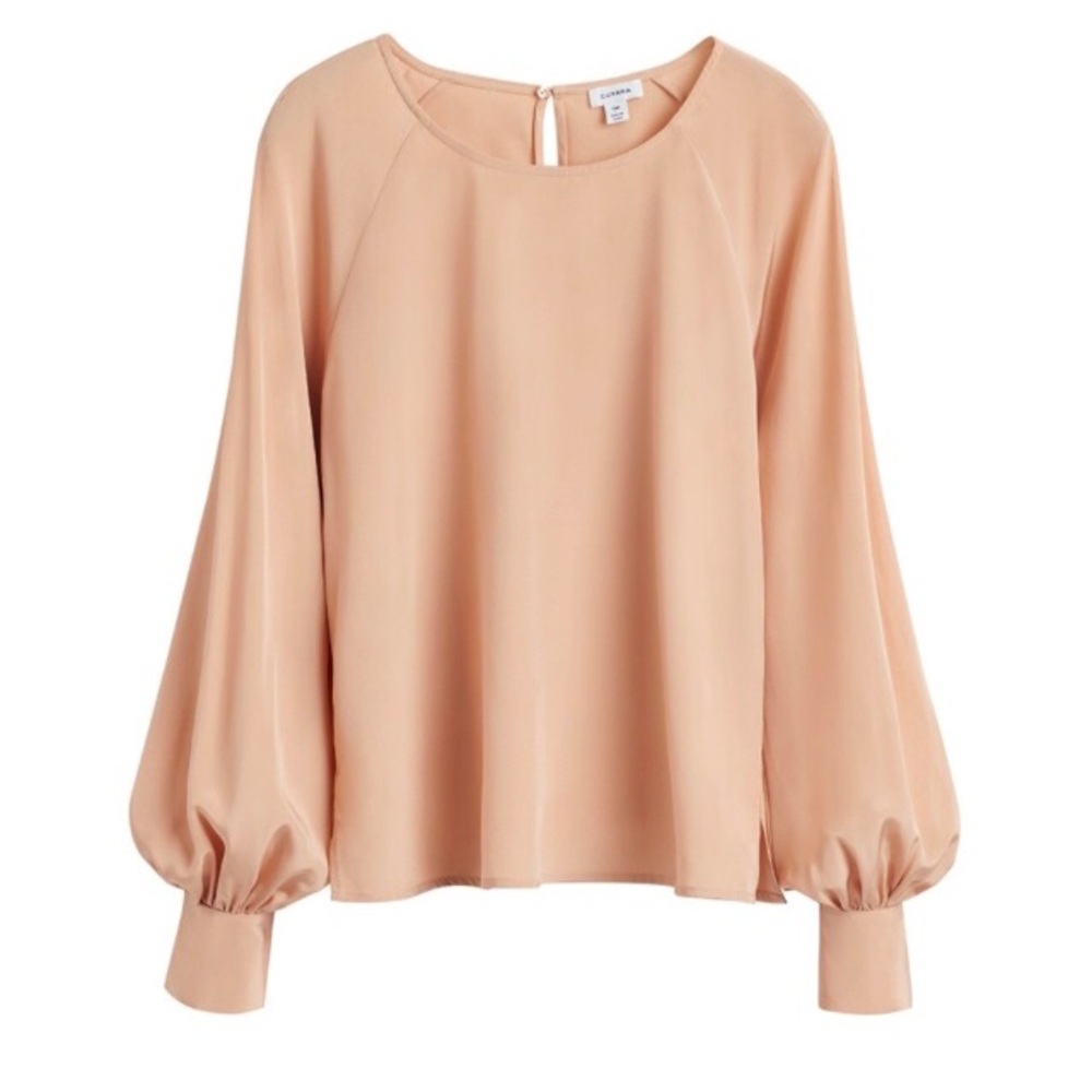 Cuyana Silk Balloon Sleeve Blouse, NWT sz M, Nude